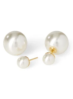 Monochrome bead double-sided earrings