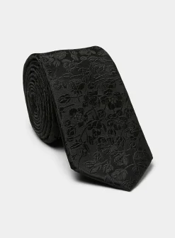 Monochrome flower satiny tie