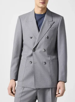 Monogrammed pin double-breasted jacket