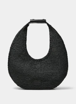 Moon crocheted raffia large shoulder bag