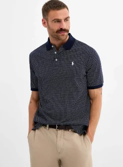 Mosaic mini-pattern jersey polo
