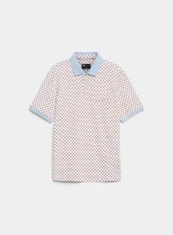 Mosaic pattern liquid cotton polo