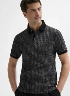 Mosaic pattern liquid cotton polo