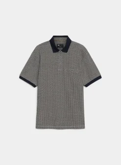 Mosaic pattern liquid cotton polo