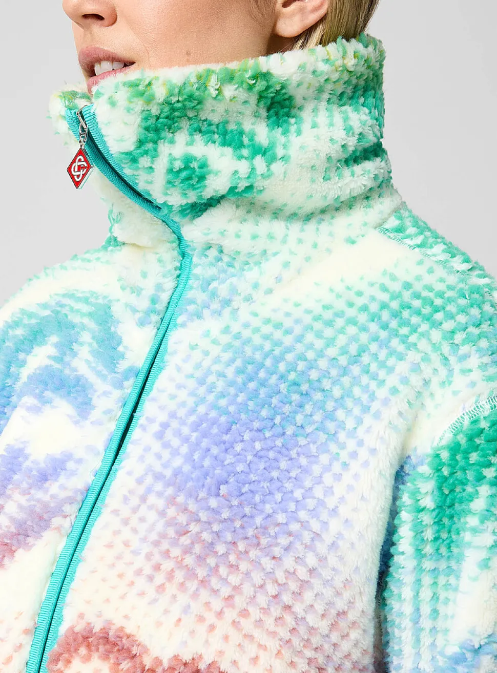 Multicoloured logos polar fleece jacket