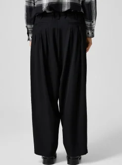 Multi-pleating loose pure wool pant