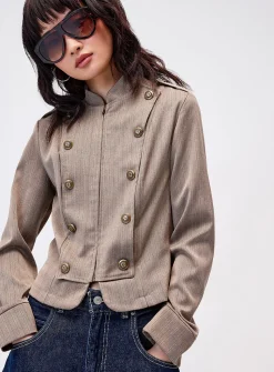 Multiple golden buttons fitted jacket