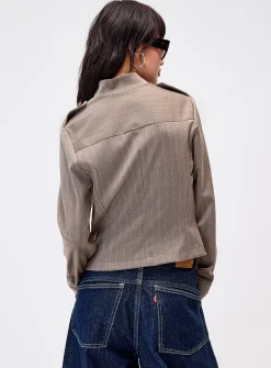 Multiple golden buttons fitted jacket