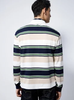 Multi-stripe rugby polo