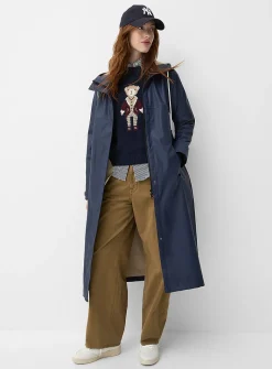 Natural hue maxi raincoat