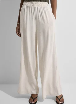 Natural linen wide-leg pant