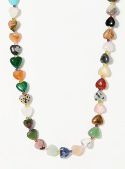 Natural stone heart necklace