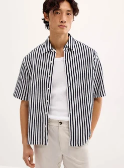 Nautical-stripe knit shirt