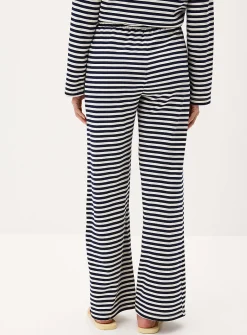 Nautical stripes wide-leg knit pant