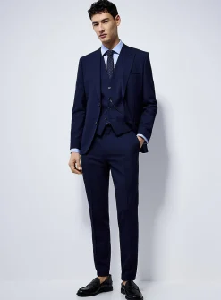 Navy 3-piece piqué suit