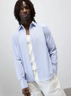 Needle-stripe seersucker shirt