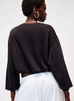 Neoprene effect puff sweatshirt