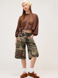 Neoprene effect puff sweatshirt