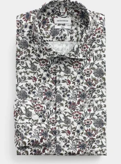 Neutral flower wrinkle-free shirt