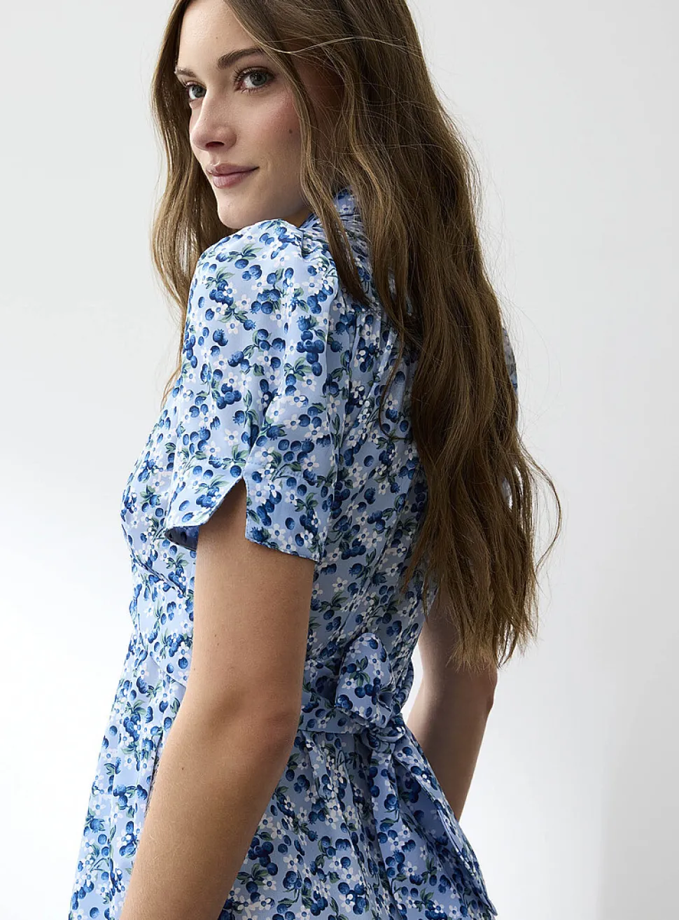 Notch collar belted midi dress