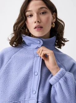 Nylon details fleece jacket