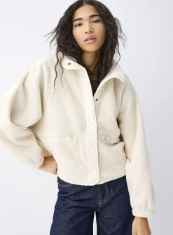 Nylon details fleece jacket