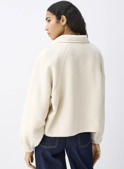 Nylon details fleece jacket