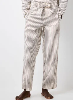 Oatmeal and chocolate striped poplin pyjama pant