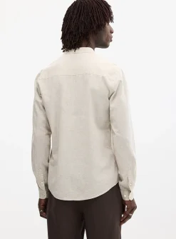 Officer collar organic cotton and linen shirt