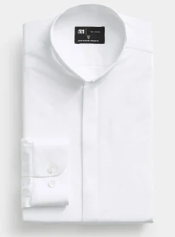 Officer-collar white shirt