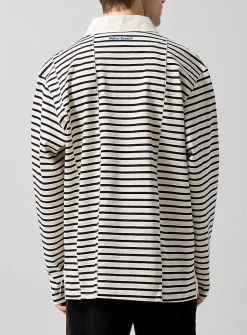 Offset stripes rugby polo shirt