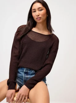 Open knit layered-effect sweater