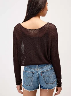 Open knit layered-effect sweater