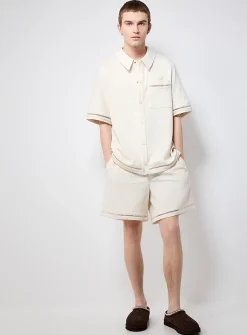 Openwork-detail textured shirt