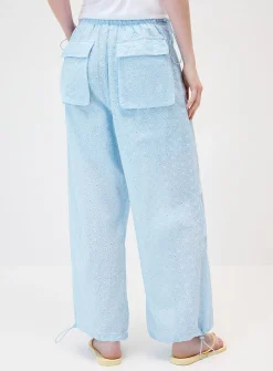 Openwork embroidery parachute pant