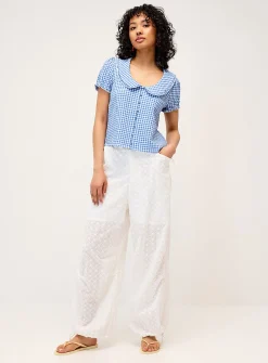 Openwork embroidery parachute pant