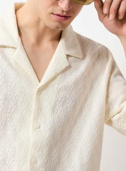 Openwork jacquard diamond shirt