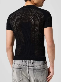 Openwork knit signature fitted T-shirt