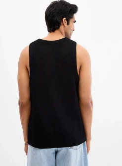 Openwork knit tank