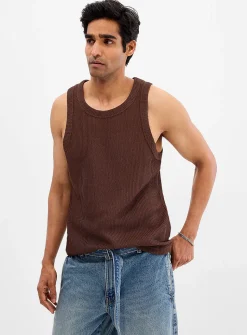 Openwork knit tank