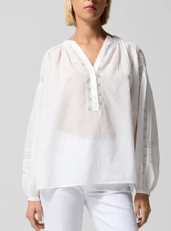 Openwork lace black blouse