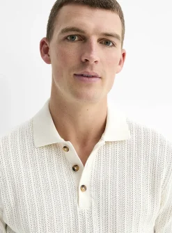 Openwork stripe polo