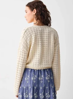 Openwork tie-up cardigan