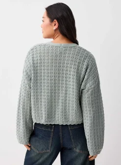Openwork tie-up cardigan