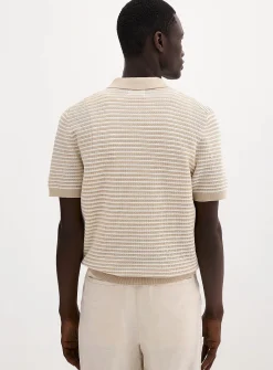 Openwork two-tone stripe polo