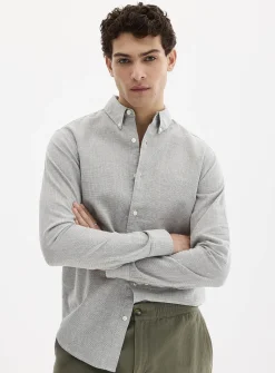 Optical check linen shirt
