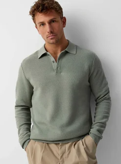 Optical honeycomb knit polo