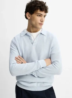 Optical honeycomb knit polo