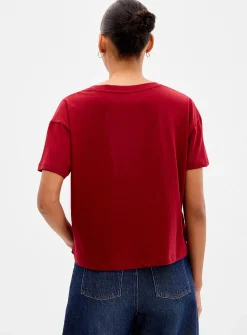 100% organic cotton boxy V-neck T-shirt
