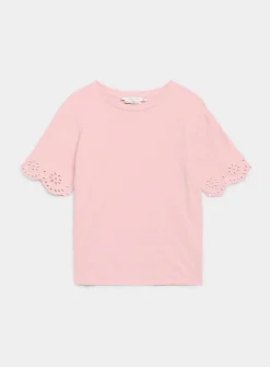 Organic cotton broderie anglaise slub T-shirt